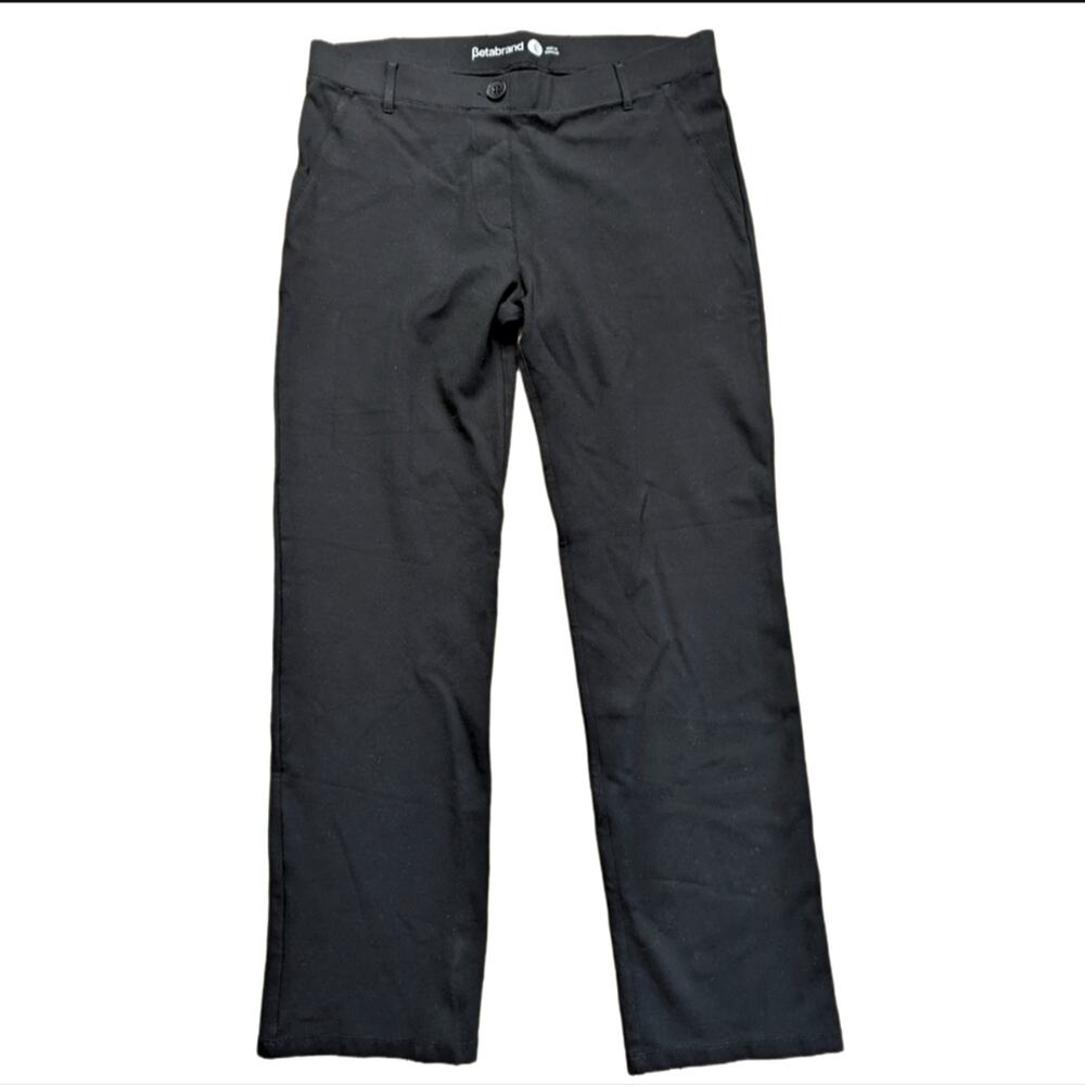 Betabrand Straight-Leg Classic Black Dress Yoga Business Casual Pants Size L